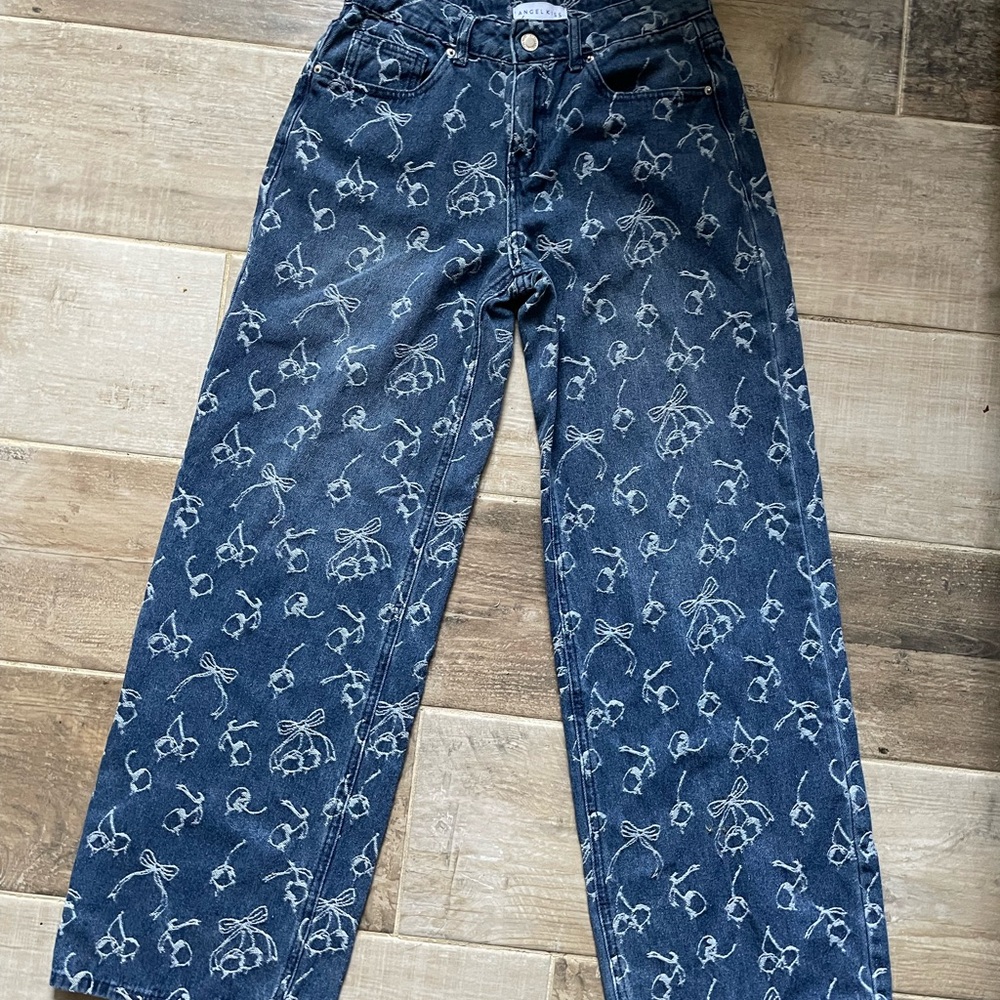 Angel Kiss Denim with Cherry Bow White Stitching